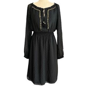 Altuzarra Target Whimsigoth Black Dress Size 4 Swiss Dot Sequins Peasant Holiday